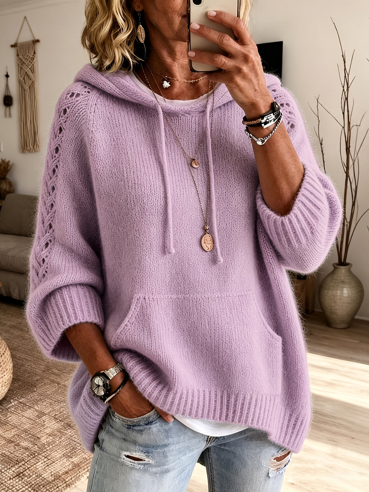 Ada Fluffy Hooded Pullover Jumper - view 7
