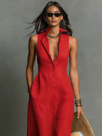 Claudette Sleeveless Collared Maxi Shirt Dress - view 5