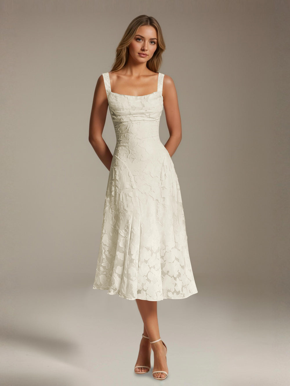 Florence Floral Lace Tea-Length Dress