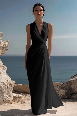 Blanche | Ruched Chiffon Maxi Dress — RoselynAtelier