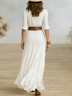 Stevie | Ruched Button-Down Maxi Dress — RoselynAtelier