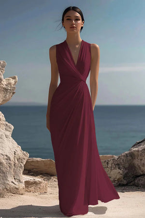 Blanche | Ruched Chiffon Maxi Dress — RoselynAtelier