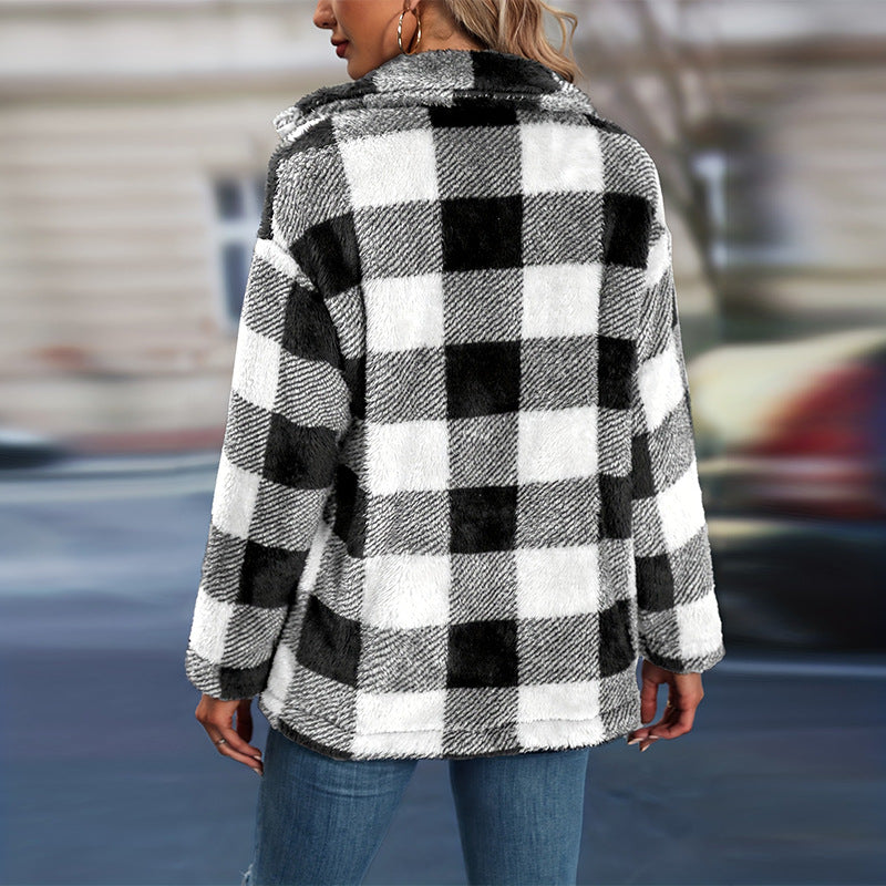 Bea Check Teddy Button Front Shacket - view 2