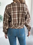 Romy Cropped Check Button Front Shacket - view 2