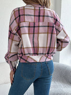 Romy Cropped Check Button Front Shacket - view 4