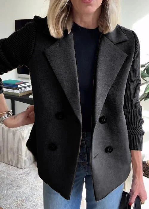 Vera Double Breasted Contrast Sleeve Blazer - view 2