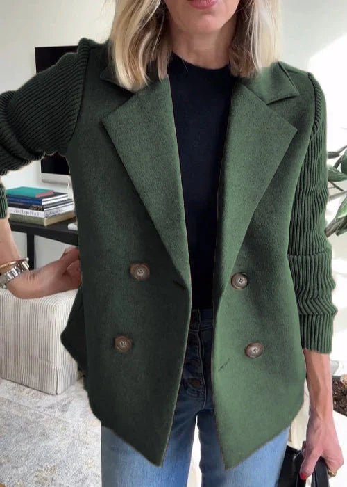 Vera Double Breasted Contrast Sleeve Blazer - view 4