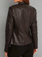Cleo Fitted Faux Leather Biker Jacket - view 14