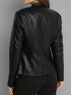 Cleo Fitted Faux Leather Biker Jacket - view 2