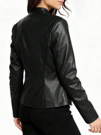 Cleo Fitted Faux Leather Biker Jacket - view 3