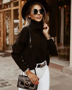 Florence | Turtleneck Ribbed Jumper with Button-Cuff Sleeves, Cosy Autumn Knit oaklynwear