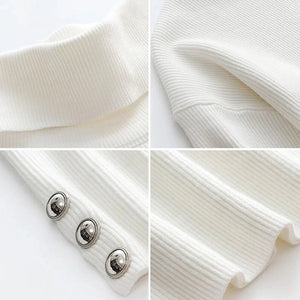 Florence | Turtleneck Ribbed Jumper with Button-Cuff Sleeves, Cosy Autumn Knit oaklynwear