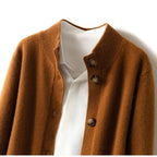 Georgia Button-Up Collared Cardigan with Statement Buttons, Cosy Winter Knit - view 18