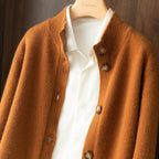 Georgia Button-Up Collared Cardigan with Statement Buttons, Cosy Winter Knit - view 17