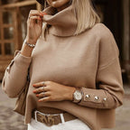 Florence Turtleneck Ribbed Jumper with Button-Cuff Sleeves, Cosy Autumn Knit - view 11
