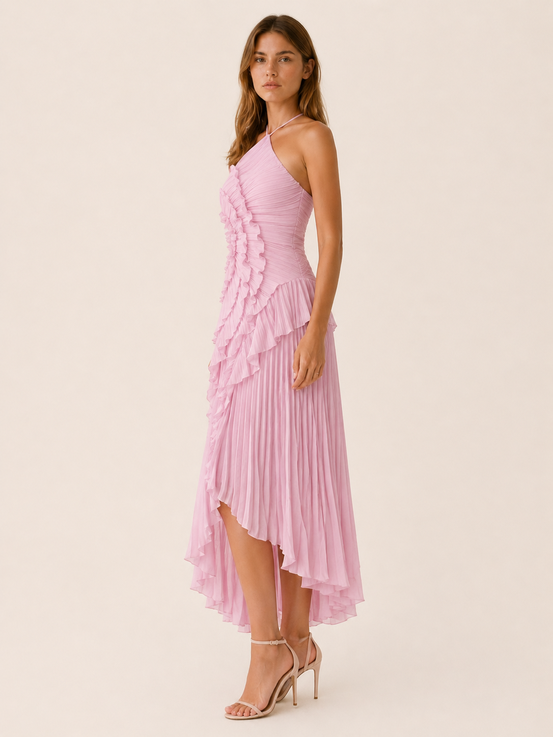 Luna Halter Neck Ruffle Maxi Dress - view 2