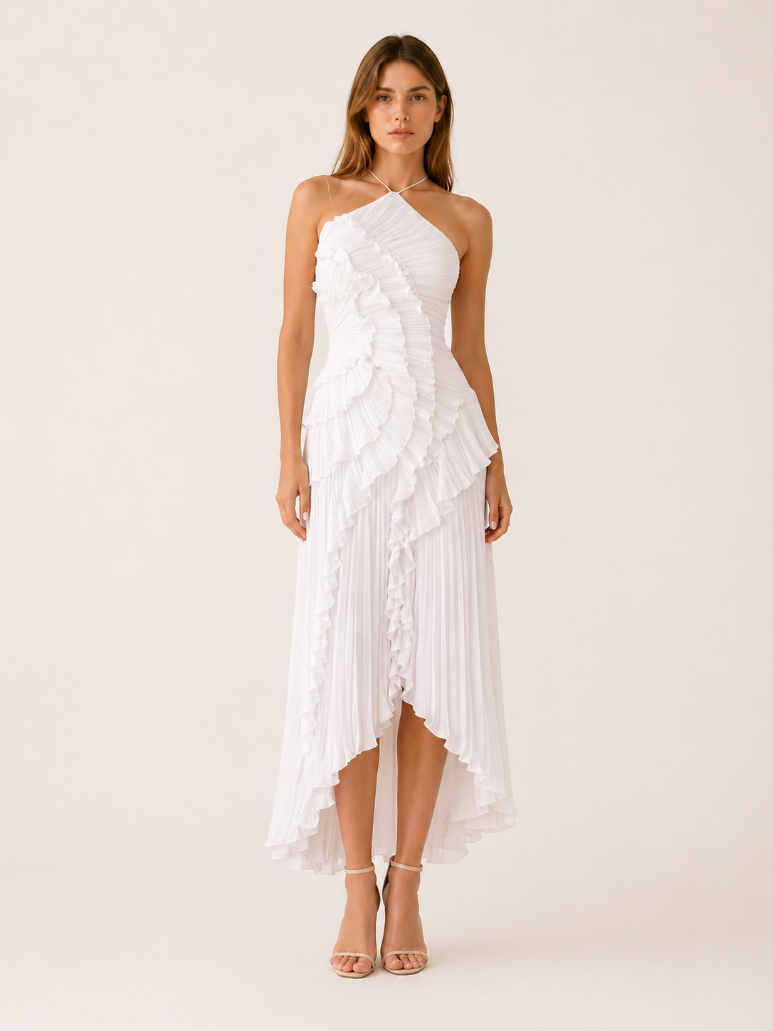 Luna Halter Neck Ruffle Maxi Dress - view 4