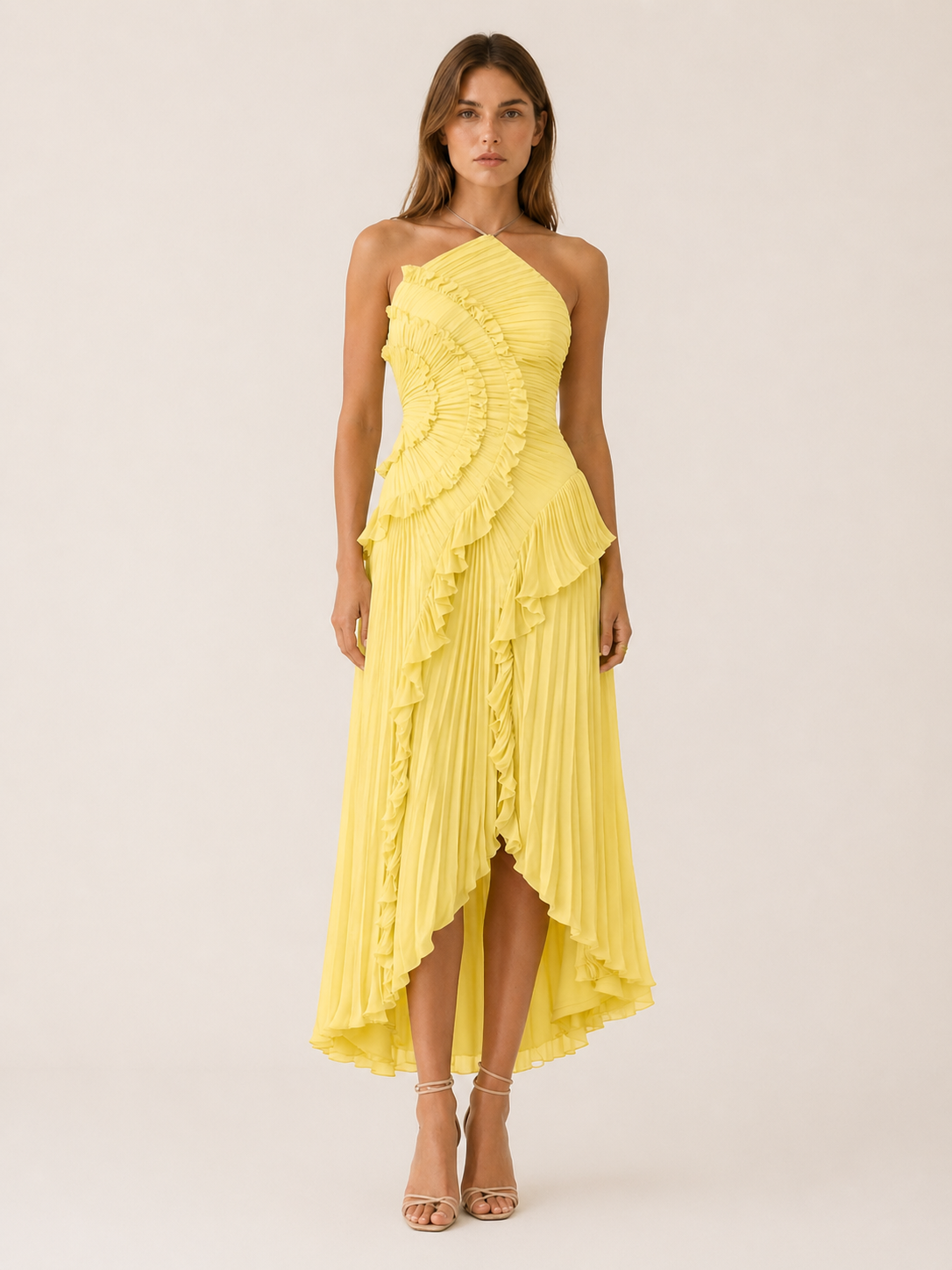 Luna Halter Neck Ruffle Maxi Dress - view 5
