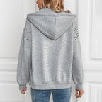 Ivy Studded Shoulder Zip Up Hoodie - view 3