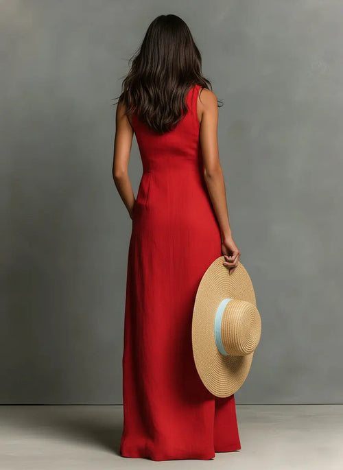 Claudette Sleeveless Collared Maxi Shirt Dress - view 2