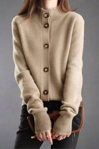 Georgia Button-Up Collared Cardigan with Statement Buttons, Cosy Winter Knit - view 39
