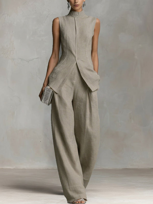 Grace | Linen Wide-Leg Trouser Co-Ord Set — RoselynAtelier