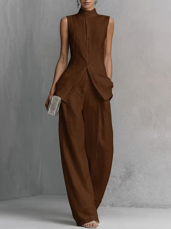 Grace | Linen Wide-Leg Trouser Co-Ord Set — RoselynAtelier
