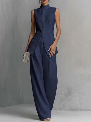 Grace | Linen Wide-Leg Trouser Co-Ord Set — RoselynAtelier