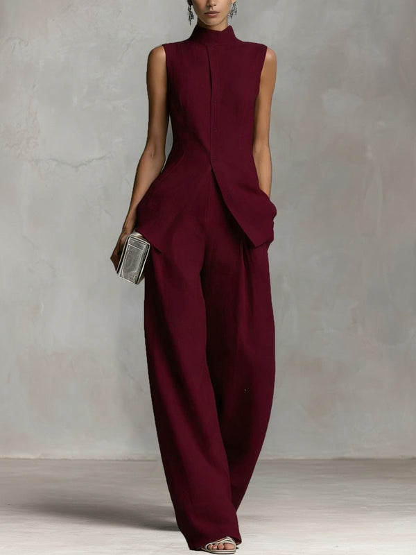 Grace | Linen Wide-Leg Trouser Co-Ord Set — RoselynAtelier