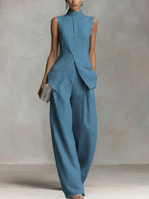 Grace | Linen Wide-Leg Trouser Co-Ord Set — RoselynAtelier