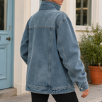 Margot Funnel Collar Oversized Denim Jacket - view 2