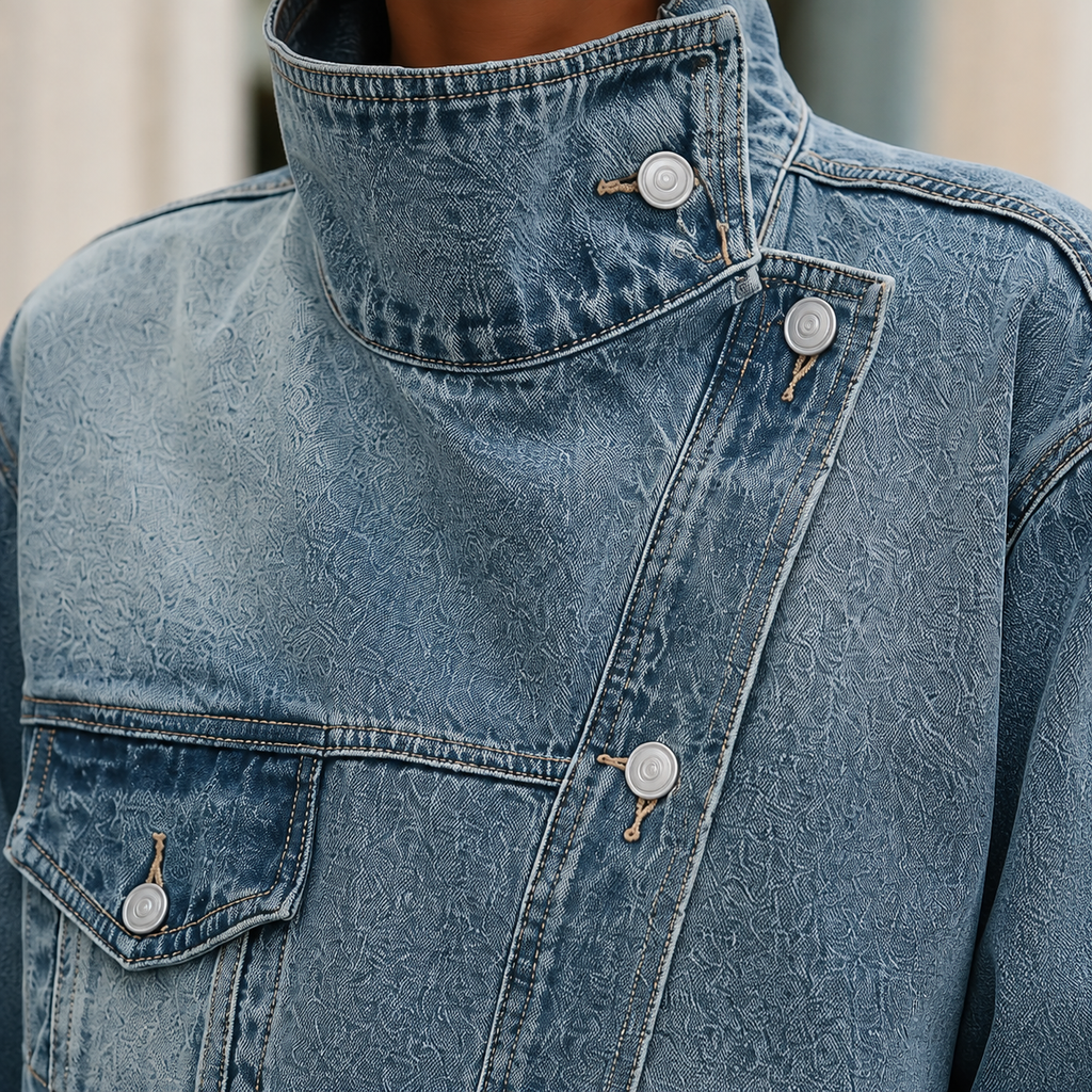 Margot Funnel Collar Oversized Denim Jacket - view 3