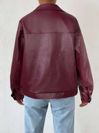 Sylvie Oversized Faux Leather Drop Shoulder Jacket - view 11