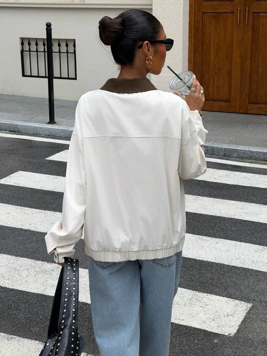 Sylvie Oversized Faux Leather Drop Shoulder Jacket - view 18