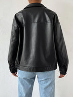Sylvie Oversized Faux Leather Drop Shoulder Jacket - view 2