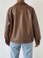 Sylvie Oversized Faux Leather Drop Shoulder Jacket - view 22