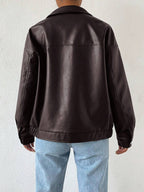 Sylvie Oversized Faux Leather Drop Shoulder Jacket - view 5