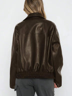 Juno Gathered Hem Faux Leather Jacket - view 10