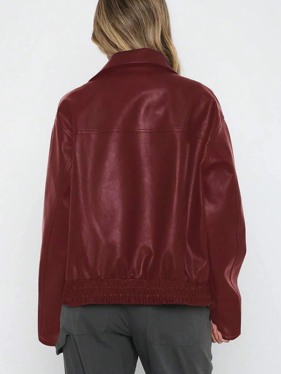 Juno Gathered Hem Faux Leather Jacket - view 5