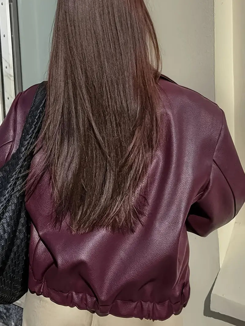 Effie Elasticated Hem Faux Leather Jacket - view 2