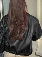 Effie Elasticated Hem Faux Leather Jacket - view 4
