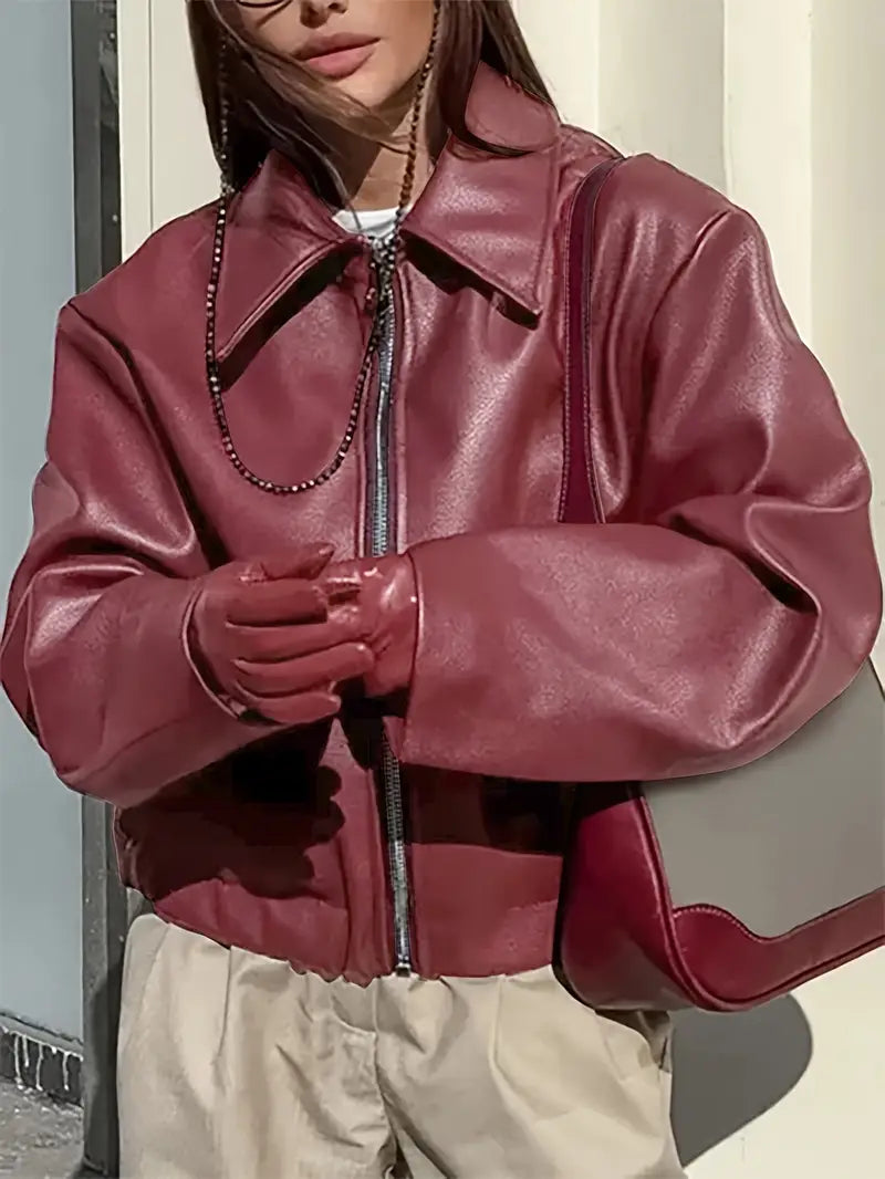Effie Elasticated Hem Faux Leather Jacket - view 5