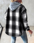 Nina Check Hooded Drawstring Shacket - view 4