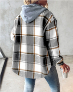 Nina Check Hooded Drawstring Shacket - view 6