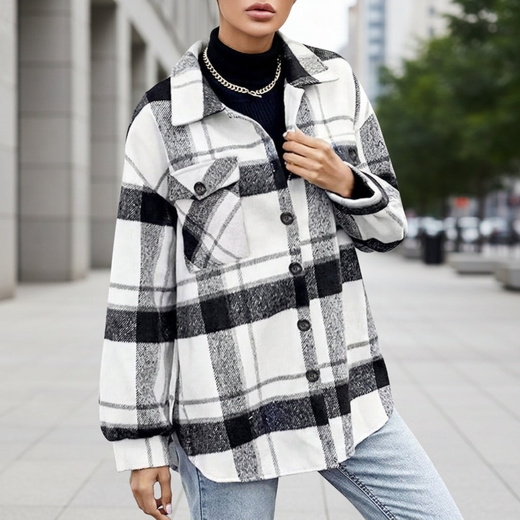 Tilly Check Chest Pocket Shacket - front view
