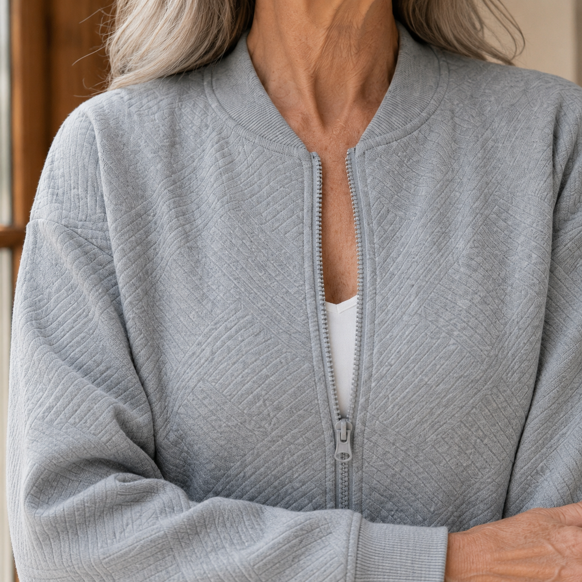 Edie Geometric Quilted Bomber Jacket - view 3