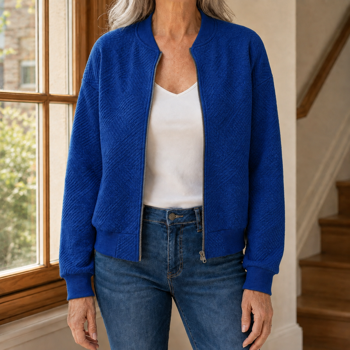 Edie Geometric Quilted Bomber Jacket - view 7