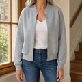 Edie Geometric Quilted Bomber Jacket - front view