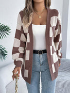 Mabel Check Puff Sleeve Open Front Cardigan - view 6