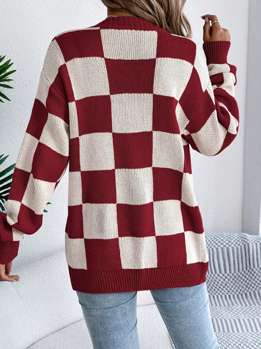 Mabel Check Puff Sleeve Open Front Cardigan - view 2